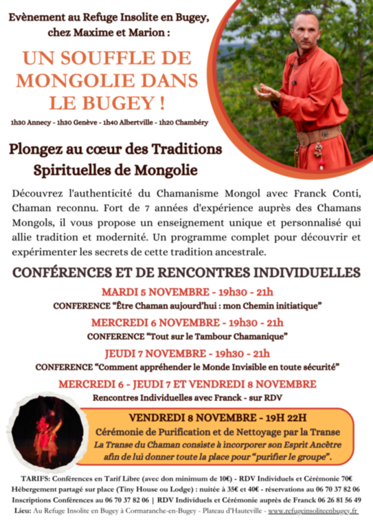 Chaman Mongol Bugey conférences et consultations